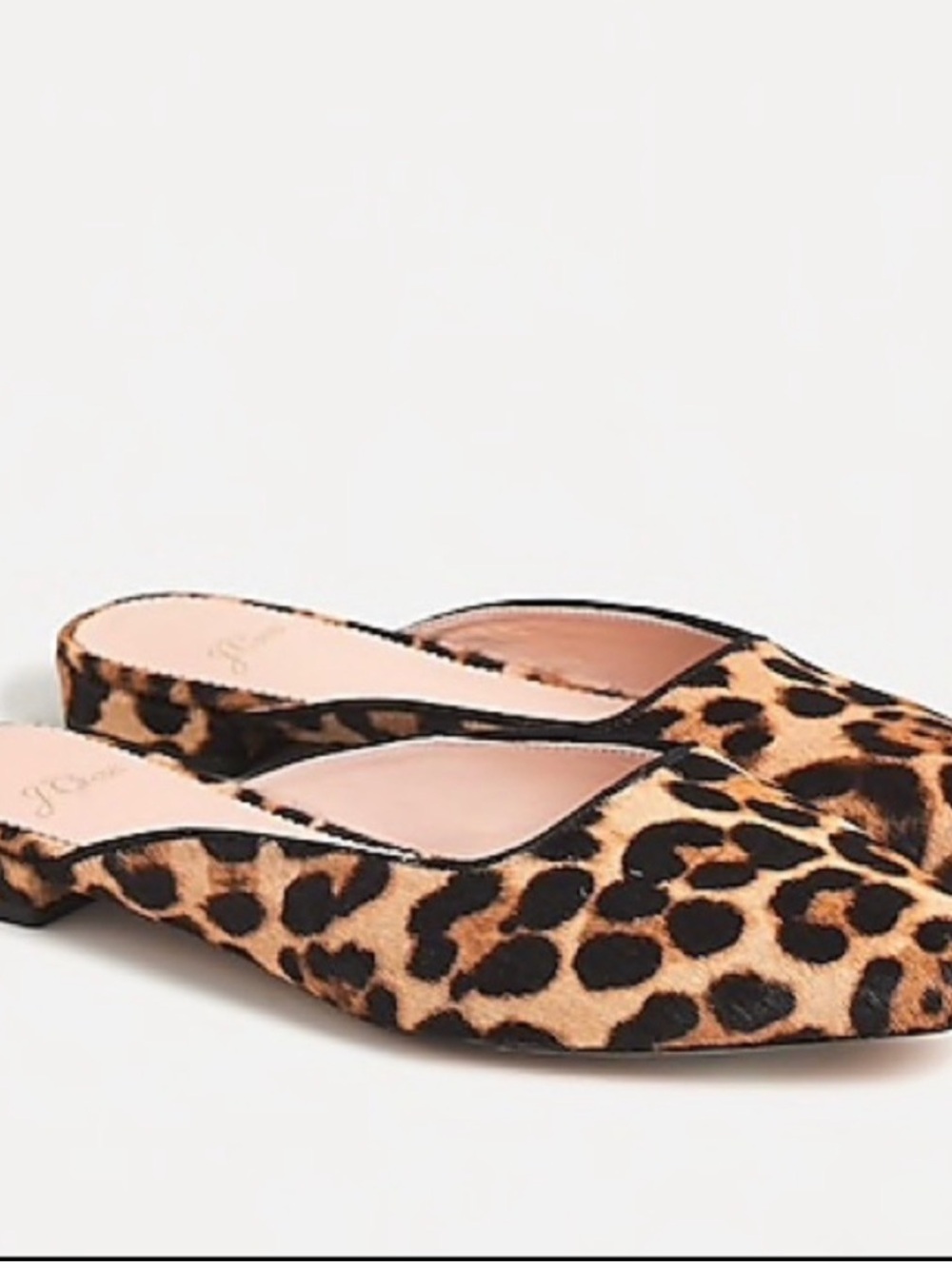 J. Crew Leopard calf hair Pointed Toe Slip-On mules  in Tan and Black